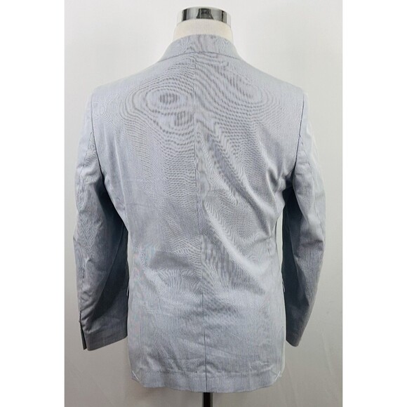Nautica 38S Seersucker Sport Coat Cotton Blend Blue White Striped Two Button - Picture 6 of 8